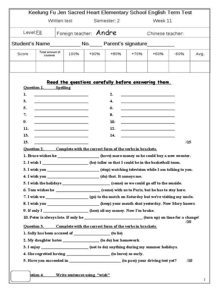 English Grammar Test Questions | PDF | Language Arts & Discipline