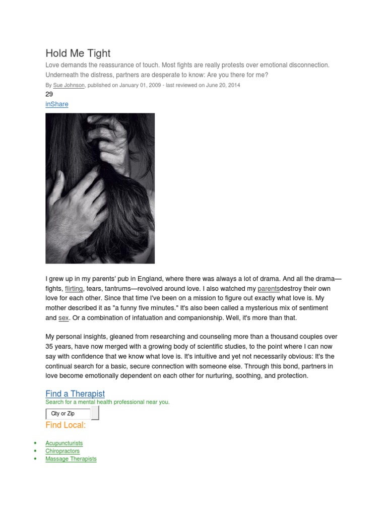 Hold Me Tight | PDF | Attachment Theory | Anger