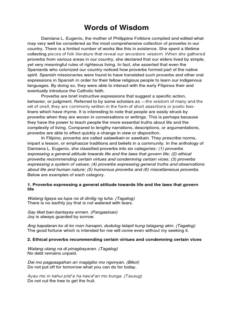Damiana eugenio proverbs essay picture