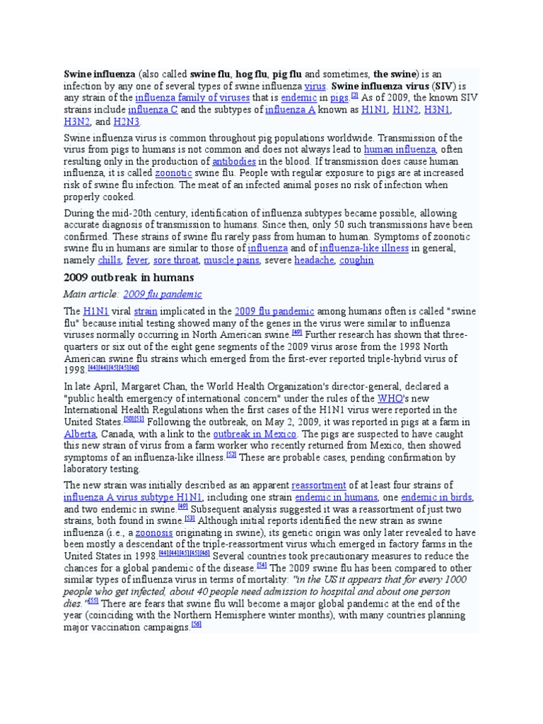 Swine Influenza | PDF | Swine Influenza | Influenza A Virus Subtype H1 N1