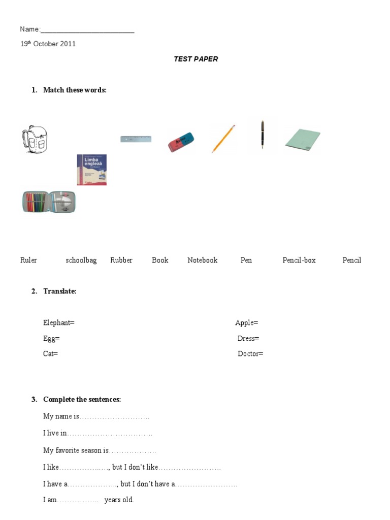Test Paper - 19 October 2011 | PDF