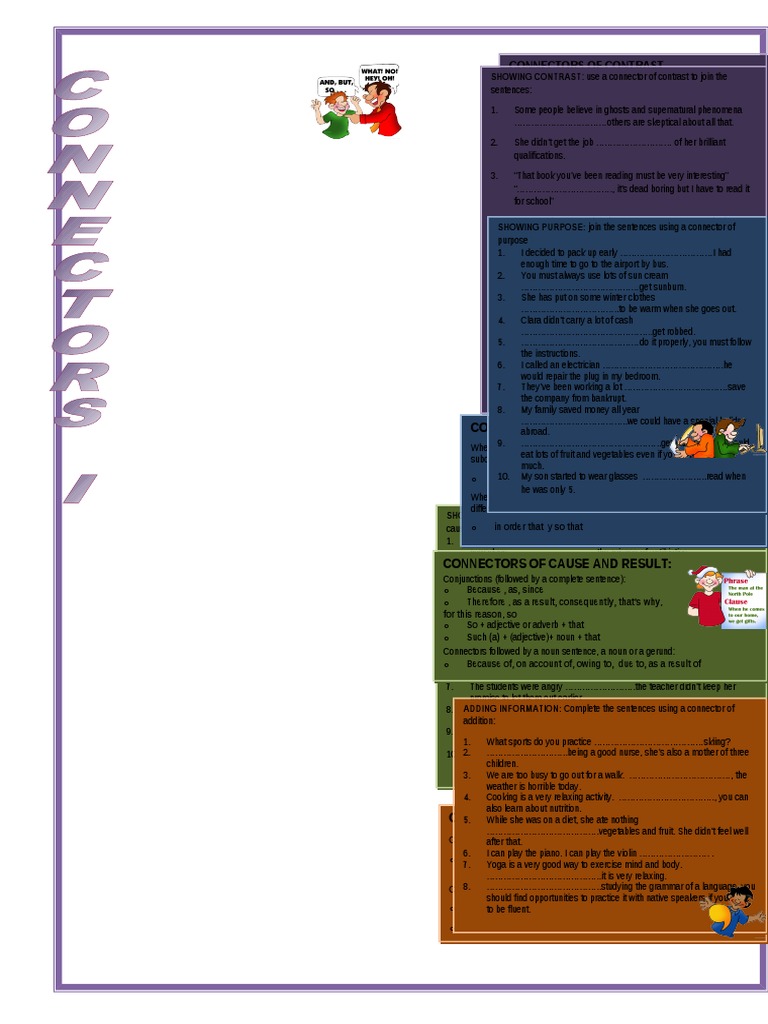 Connectors Exercises PDF Syntax Language Mechanics