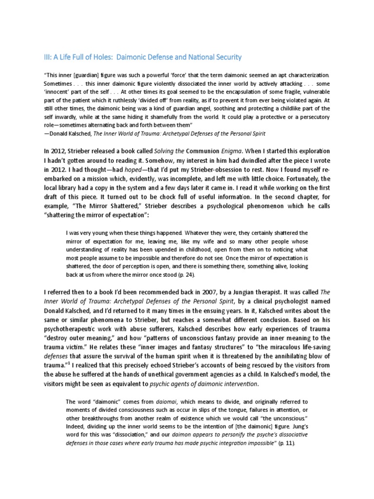 Daimonic Defense in Trauma Psychology | PDF | Science & Mathematics