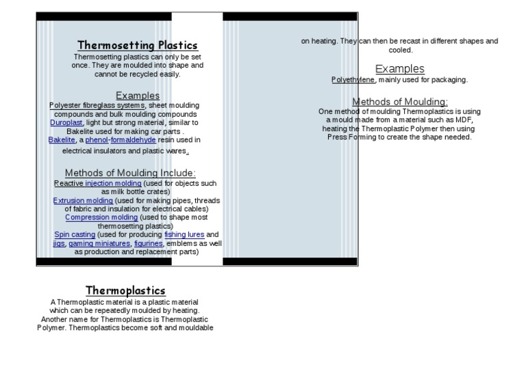 Thermosetting Plastics & Thermoplastic Polymer | PDF | Technology ...