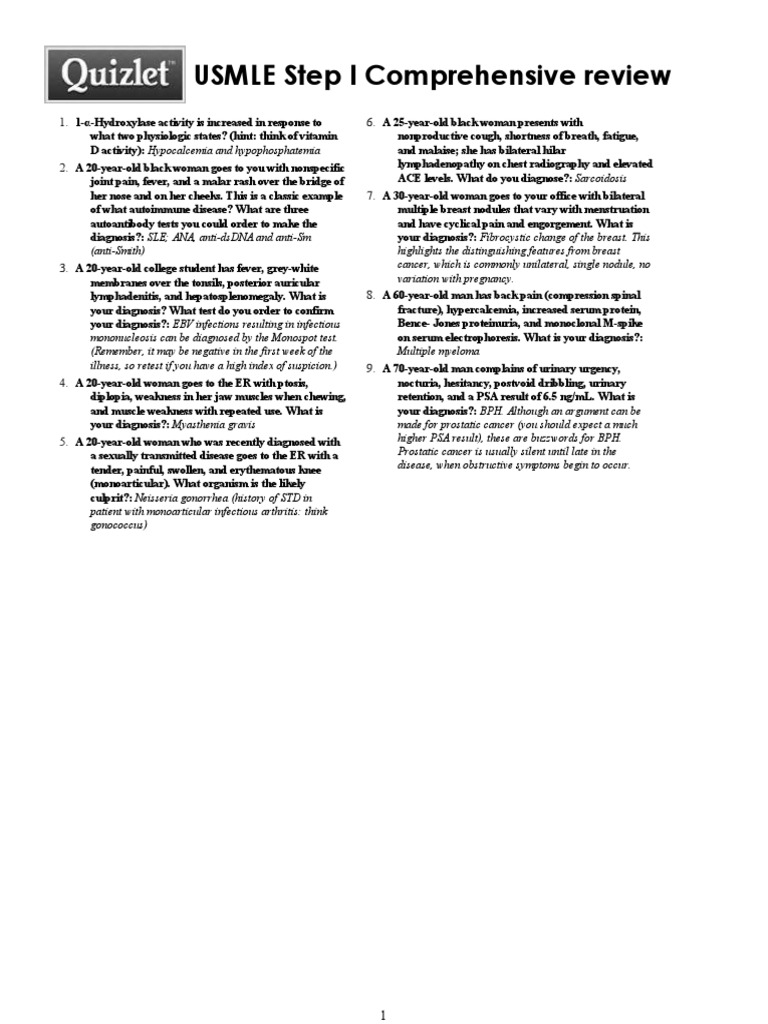 USMLE Step 1 Comprehensive Review | PDF
