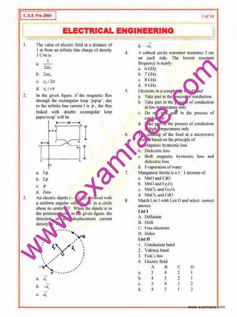 Electrical Engineering Objective Questions Part 4 PDF Relay