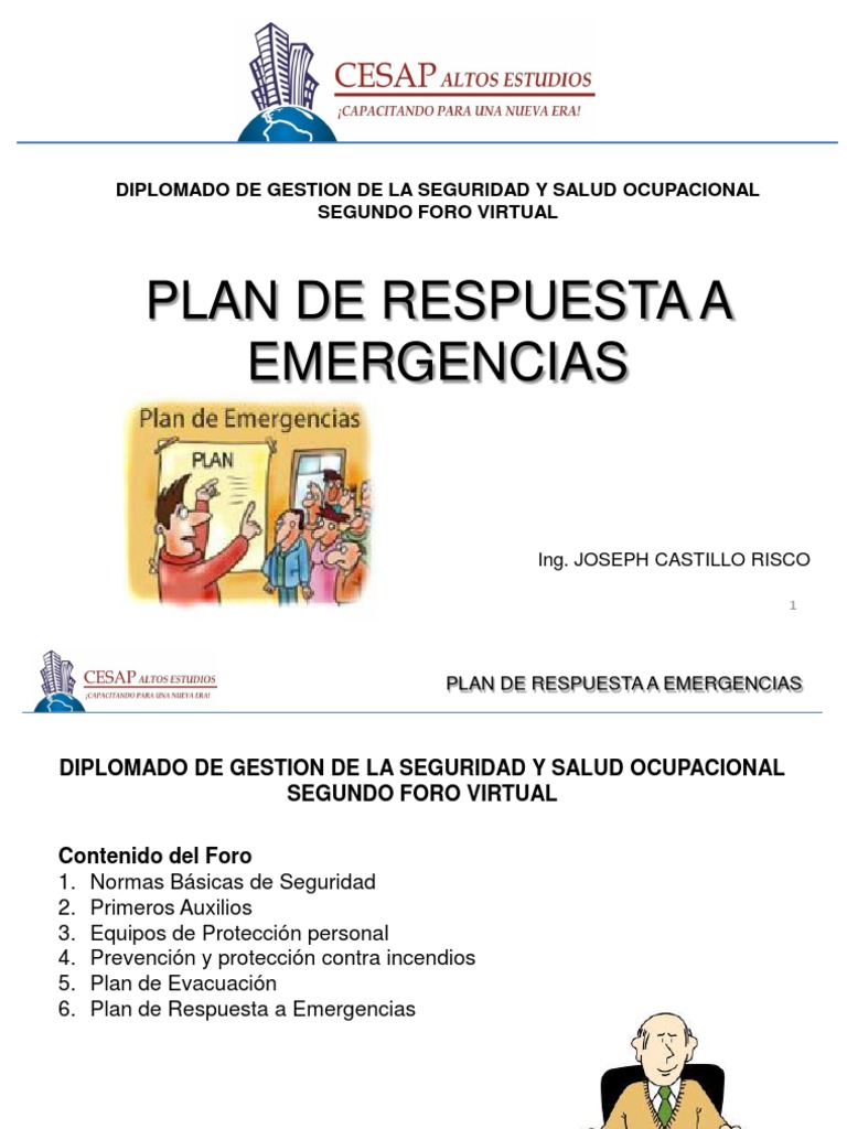 Plan de Respuesta a Emergencias Laborales | PDF | Primeros auxilios ...