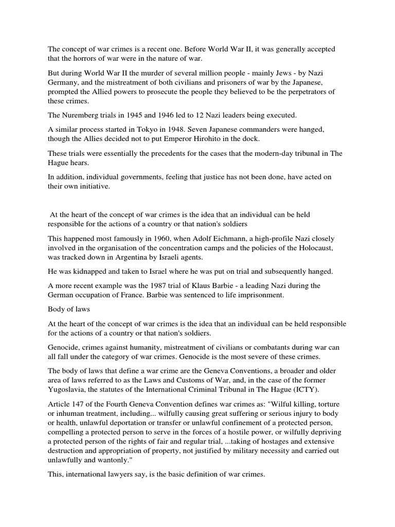 War Crimes PDF War Crime Crimes Against Humanity