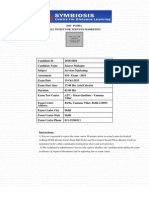 2010 PGDBA Hall Ticket For Services Marketing