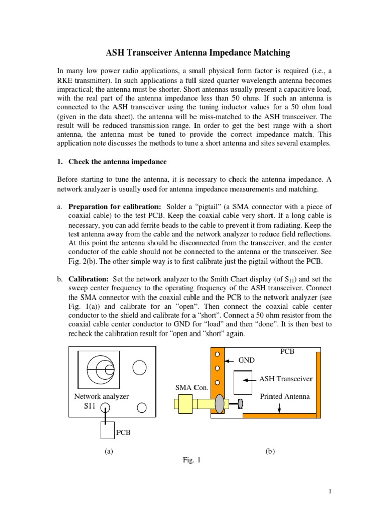 Antenna Impedance Matching for ASH Transceiver | PDF