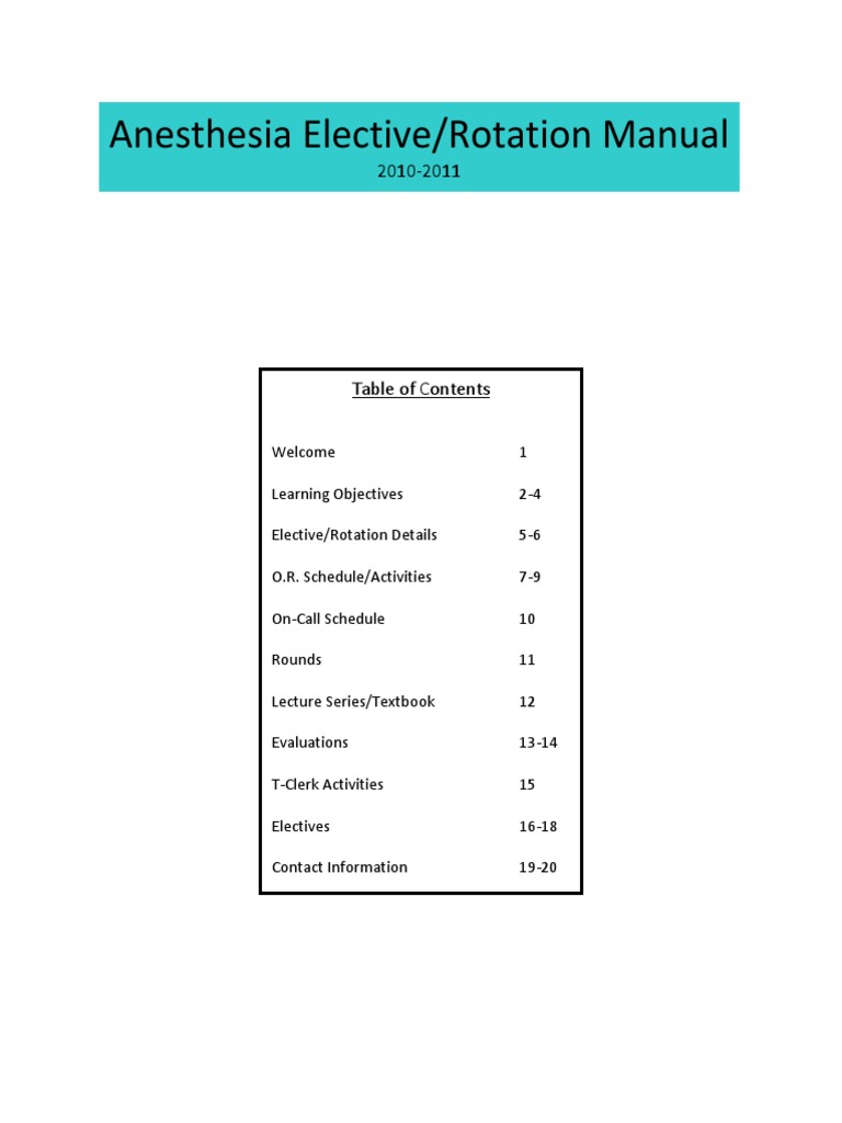 Anesthesia Manual | PDF | Anesthesia | Analgesic