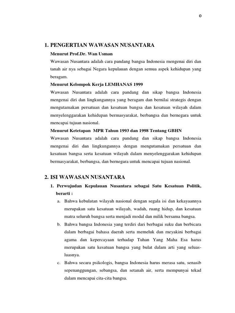 Makalah Wawasan Nusantara Sebagai Kesatuan Politik Ekonomi Sosial Dan Hankam