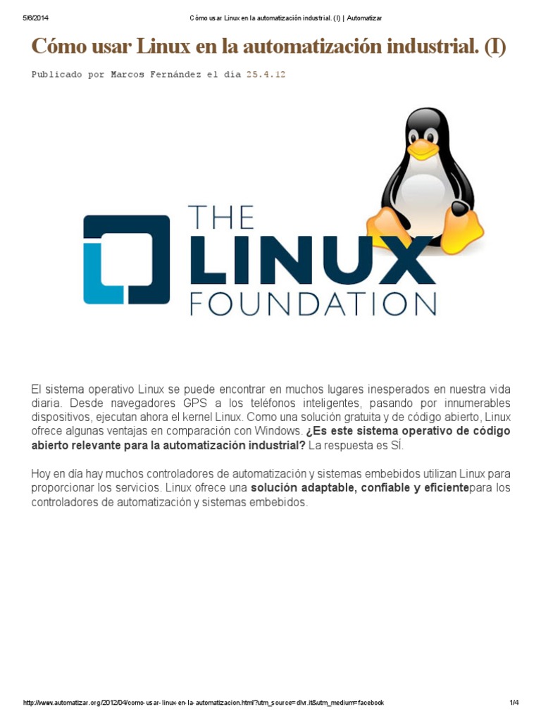 1 Cómo Usar Linux en La Automatización Industrial | PDF | Sistema ...