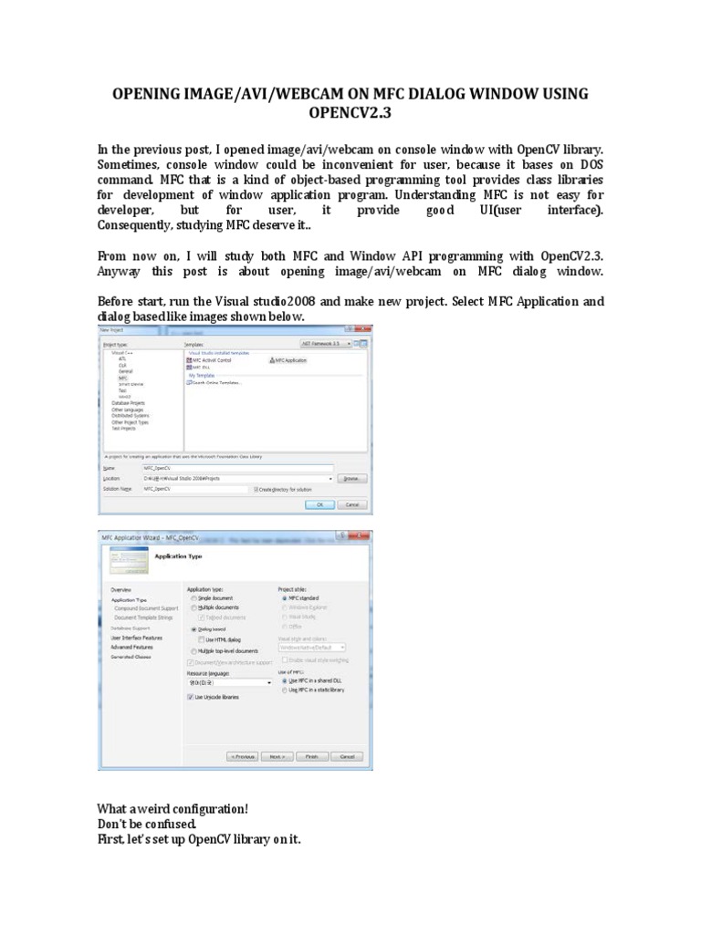 MFC Dialog for OpenCV Image Handling | PDF | Application Programming ...