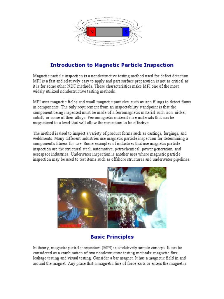 Introduction To Magnetic Particle Inspection | PDF | Magnetic Field ...