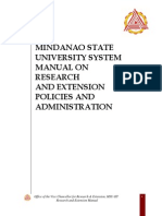 Mindanao State University System Manual On Research and Extension Policies and Administration
