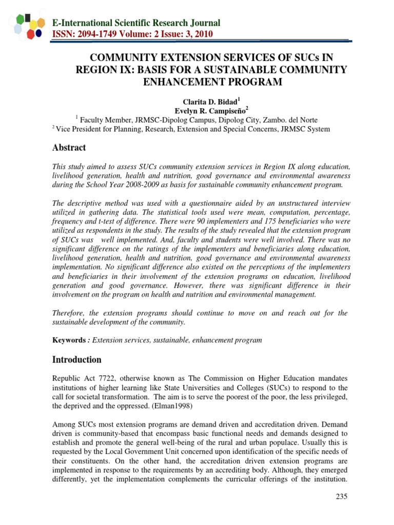 SUCs Community Extension in Region IX | PDF | Governance | Poverty