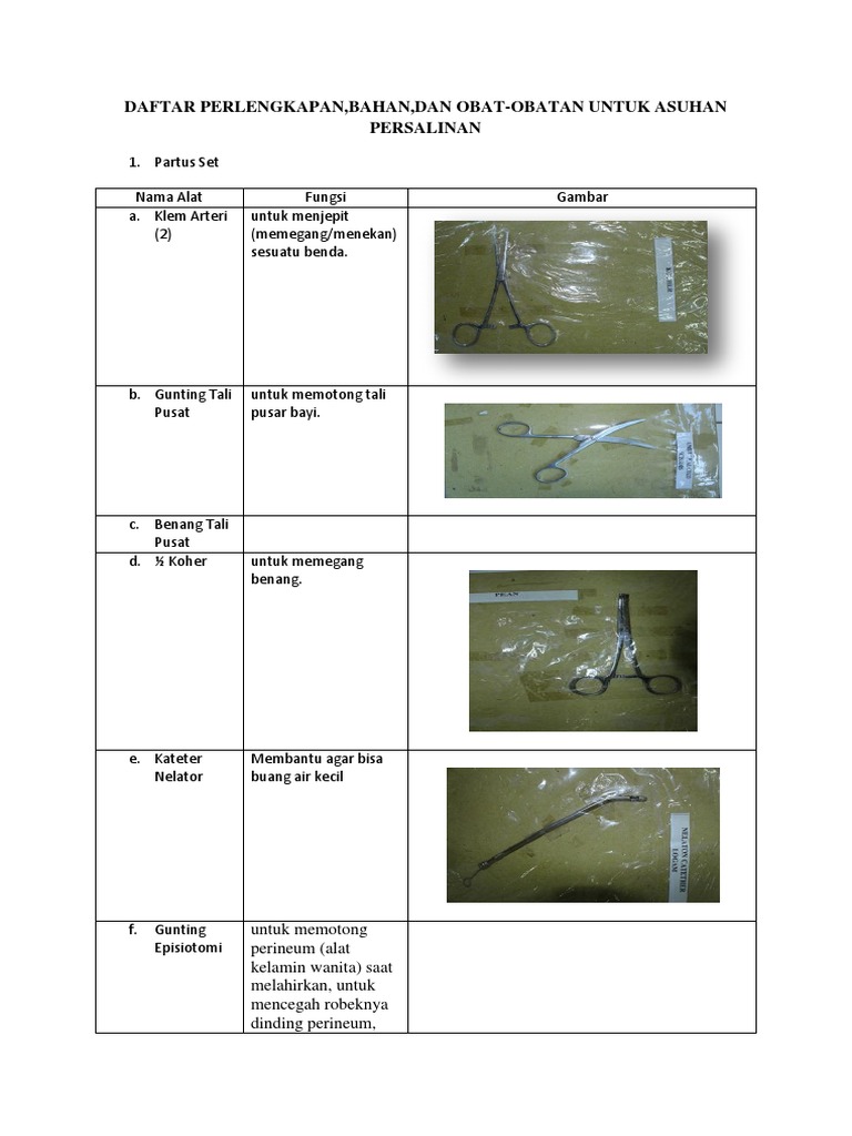 Alat Dan Bahan Persalinan Alat Dan Bahan Persalinan