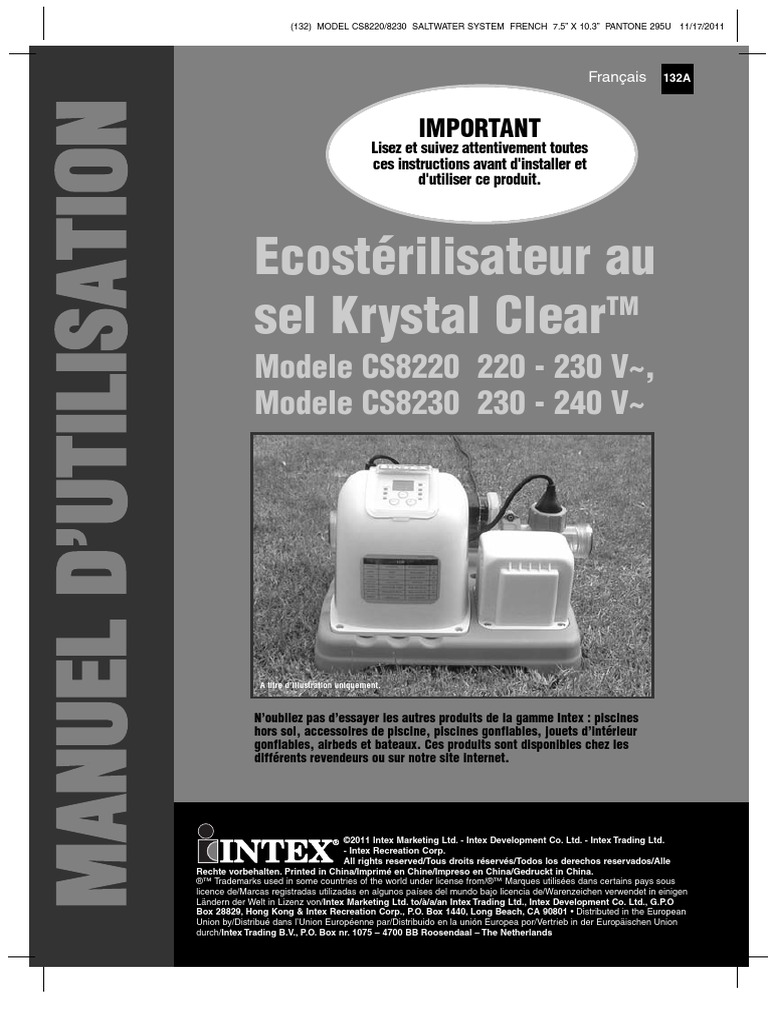 Notice Montage Piscine Intex Rectangulaire 4x2 Pdf Manuel D'utilisation PDF | PDF | Chlorure de sodium | Piscine