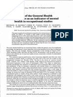 The Use Ofthe General Health Questionnaire As An Indicator of Mental Health in Occupational Studies