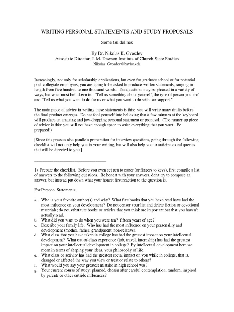 Personal Statements & Study Proposals Guide | PDF | Social Science | Art