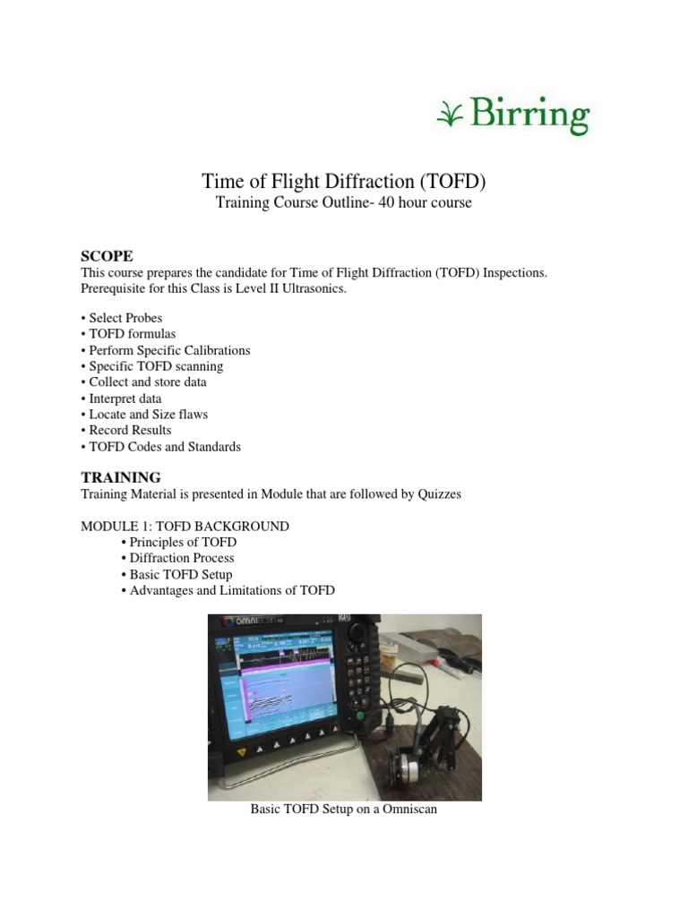 TOFD Course Outline | PDF | Image Scanner | Frequency