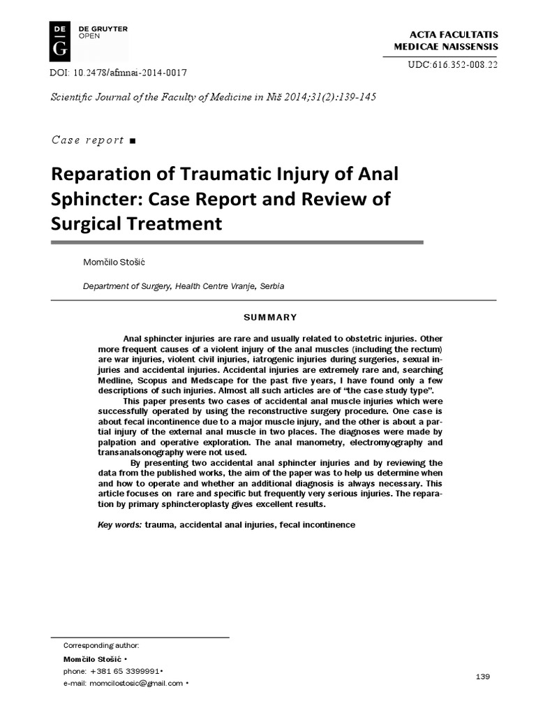 Reparation of Traumatic Injury of Anal | PDF | Clinical Medicine ...