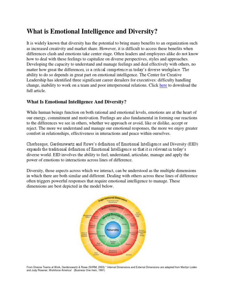 What Is Emotional Intelligence and Diversity | PDF | Diversity ...