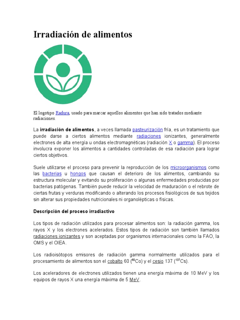 Irradiación de Alimentos: Proceso y Beneficios | PDF | Alimentos | Química