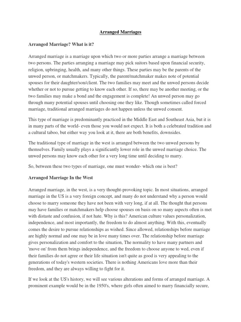 ARRANGED MARRIAGE SIMPLE DEFINITION intelligence overview