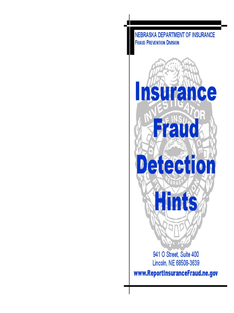Insurance Fraud Detection Hints - Nebraska DPT of Insurance | PDF