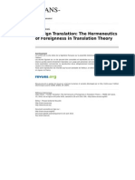 Trans 403 10 Foreign Translation the Hermeneutics of Foreignness in Translation Theory