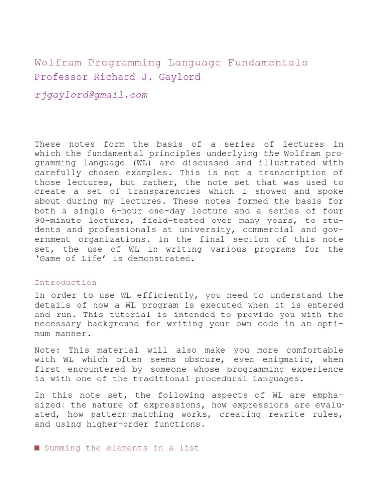 Wolfram Programming Language Fundamentals | PDF | Subroutine ...