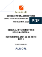 General Site Conditions Design Criteria: Sociedad Minera Cerro Verde