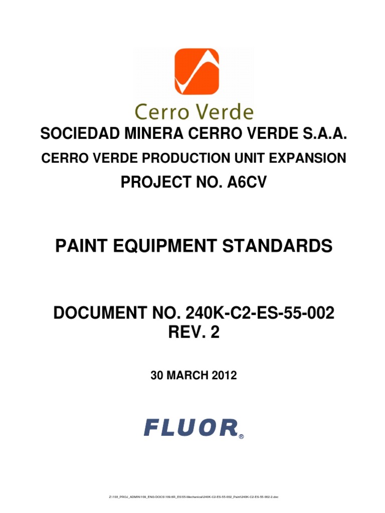 Paint Equipment Standards Sociedad Minera Cerro Verde S.A.A Download