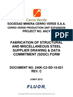 Fabrication of Structural and Miscellaneous Steel Supplier Drawing & Data Commitment (SDDC) Form
