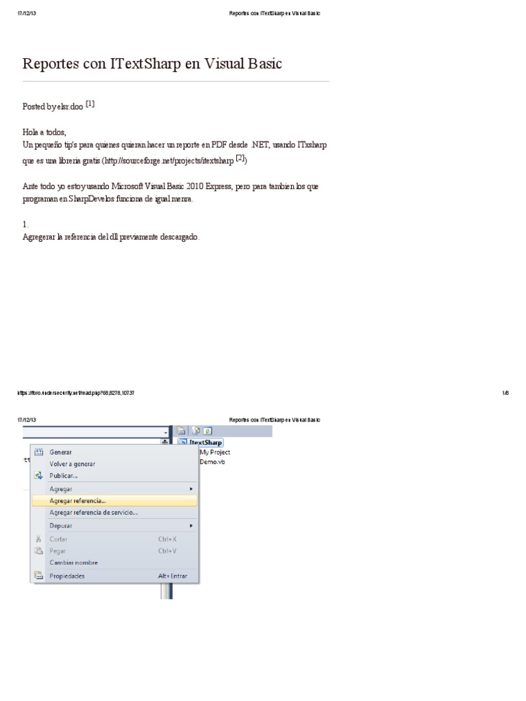 Reportes Con ITextSharp en Visual Basic | PDF | Microsoft | Desarrollo ...