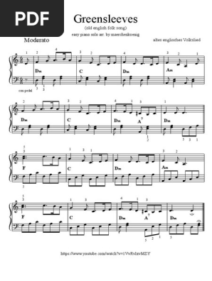 12inchLP／Greensleeves ENGLISH folk songs Piano Music Sheets - Greensleeves - English Folk Song