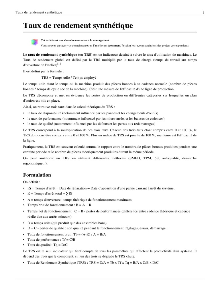 Taux de Rendement Synthetique | PDF | Internet | Internet et Web