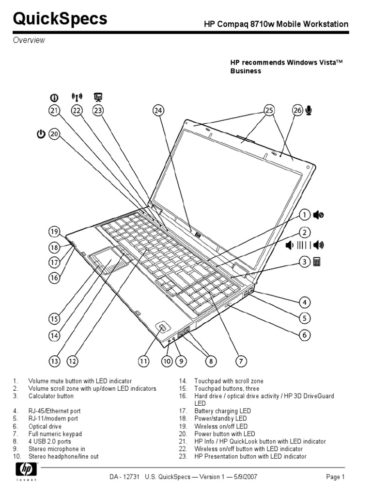 HP Compaq 8710w Mobile Workstation | PDF | Ieee 802.11 | Wi Fi