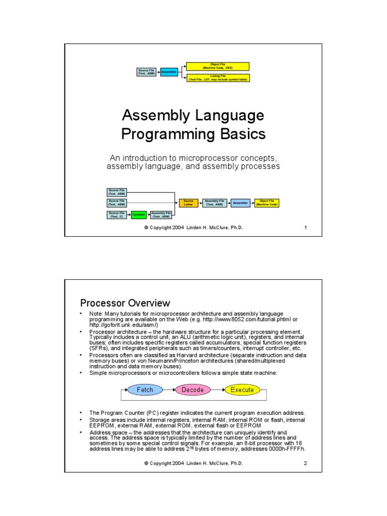 Basic Assembly Language Programming Concepts | PDF | Assembly Language ...