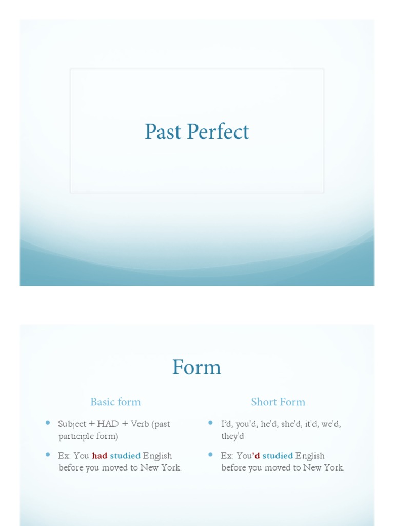 Past Perfect Grammar Overview | PDF | Language Mechanics | Syntax