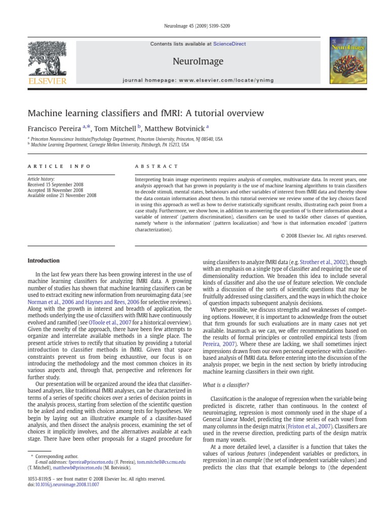 Machine Learning Classifiers and FMRI (2009) | PDF | Cross Validation ...