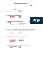 Chapters 1-11 Comprehension Assessment Key