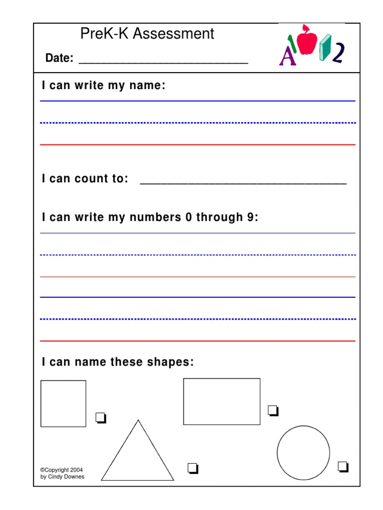 Prek-K Assessment: Date: - I Can Write My Name | PDF
