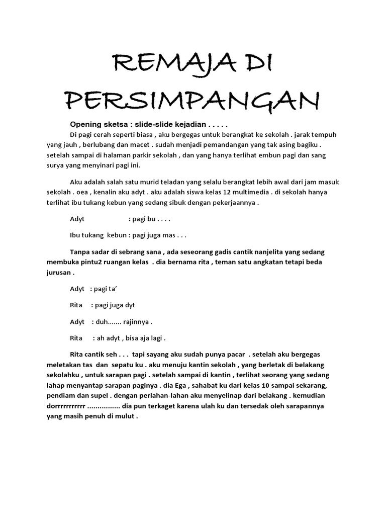 Skenario Film (Short Movie) - Remaja Di Persimpangan 2
