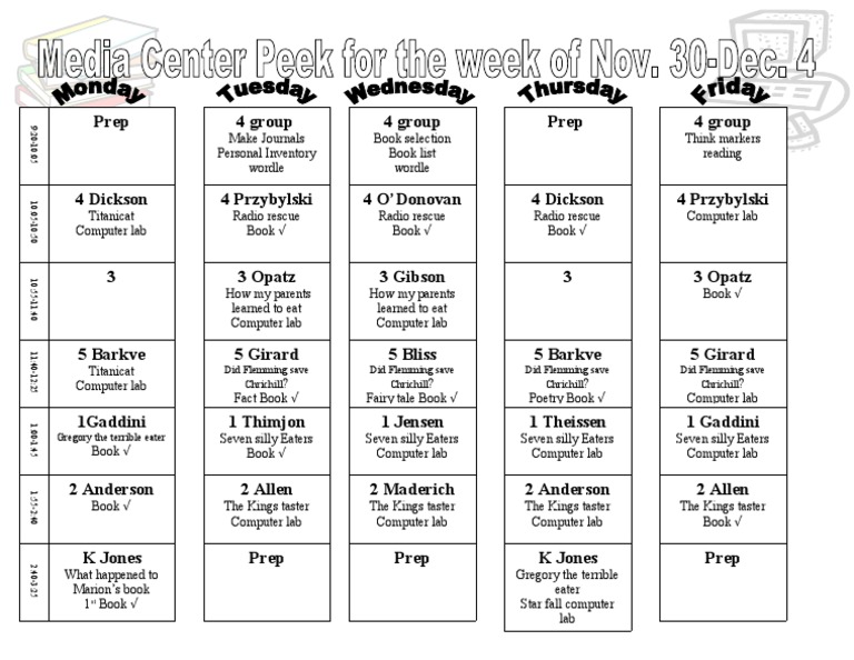 Book and Computer Lab Schedule | PDF