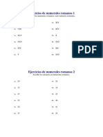 Ejercicios de Numerales Romanos 1-2