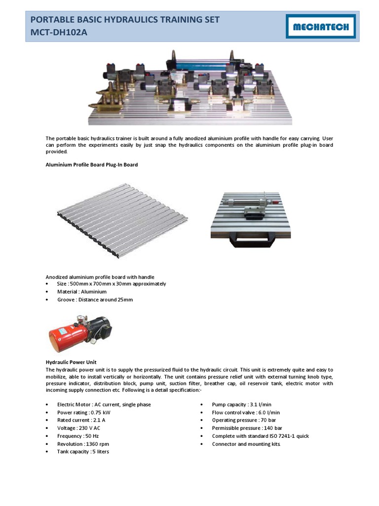 Portable Basic Hydraulics Trainer | PDF | Valve | Manufactured Goods