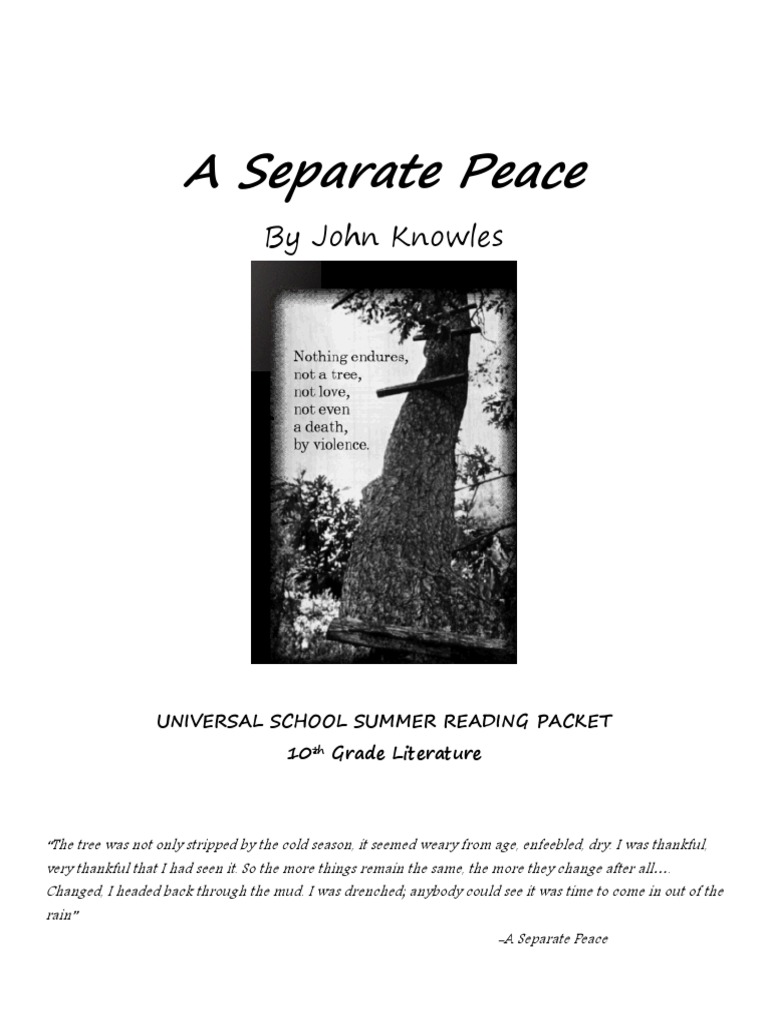 A Separate Peace: Summer Reading Guide | PDF | Language Arts ...
